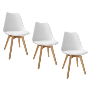 Foto 1 | Set 3 Silla Tulip Minimalista Moderna Comedor Acolchonada Color Blanco