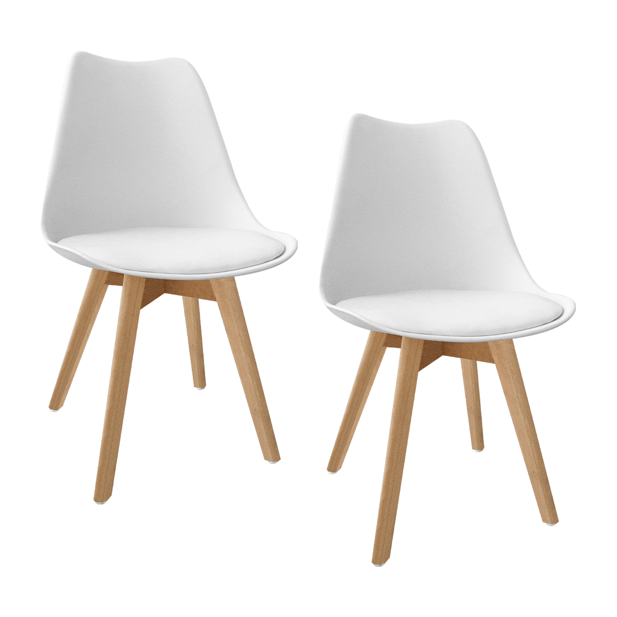Set 2 Silla Tulip Minimalista Moderna Comedor Acolchonada Color Blanco