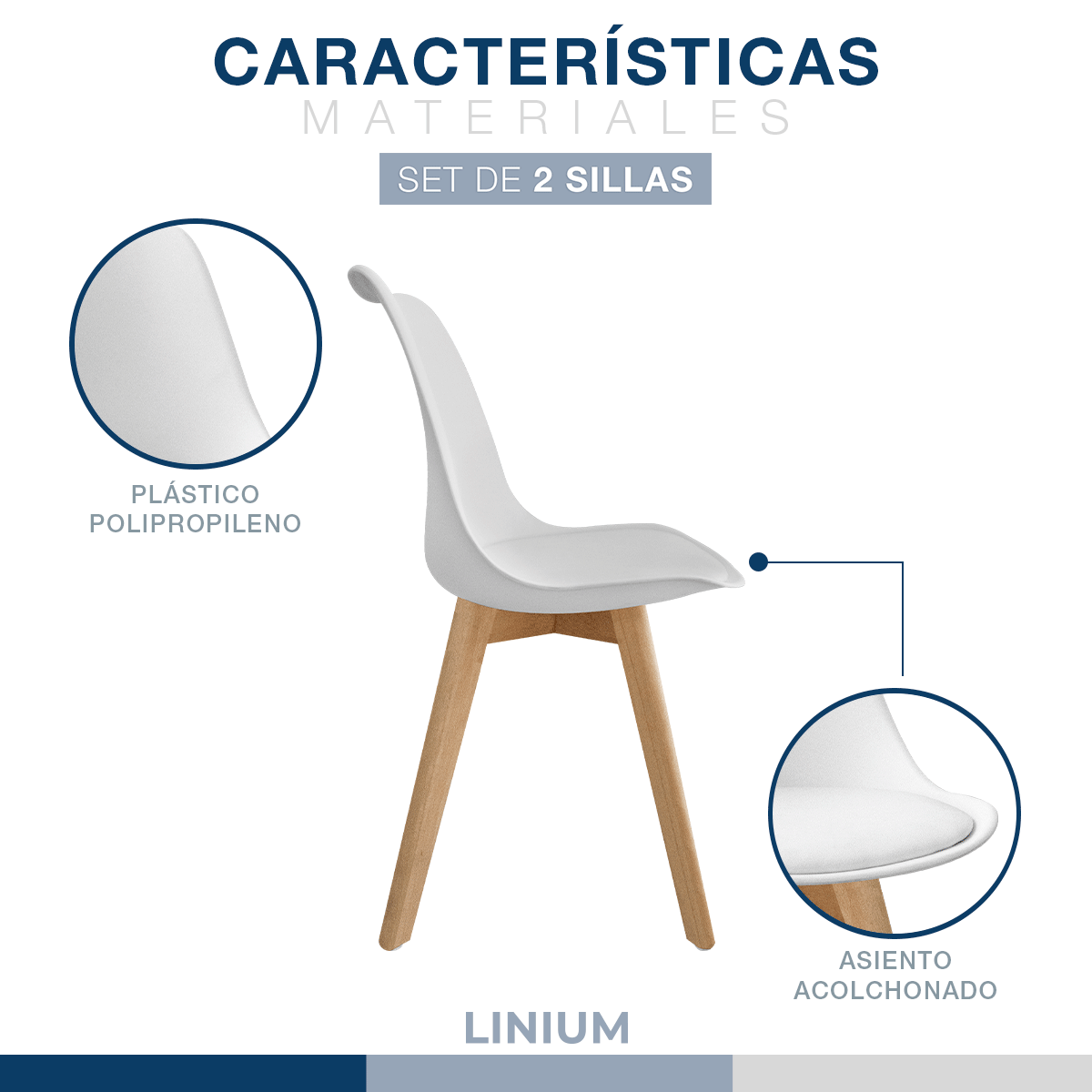 Foto 5 pulgar | Set 2 Silla Tulip Minimalista Moderna Comedor Acolchonada Color Blanco