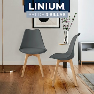 Foto 3 | Set 3 Silla Tulip Minimalista Moderna Comedor Acolchonada Color Gris Oscuro