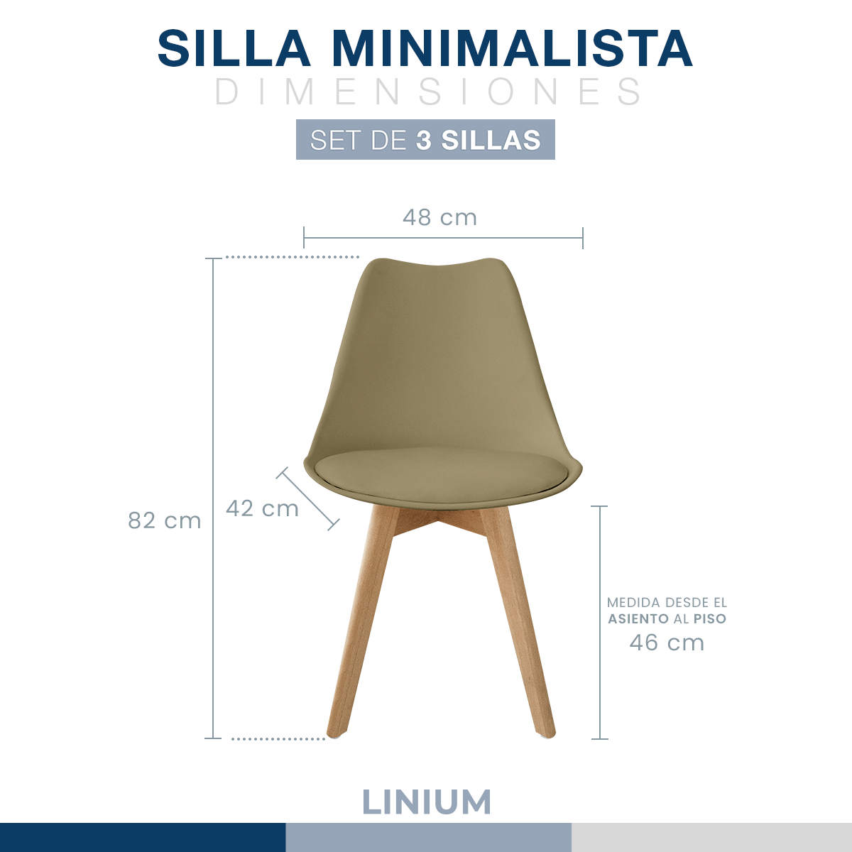 Foto 3 pulgar | Set 3 Silla Tulip Minimalista Moderna Comedor Acolchonada Color Moka