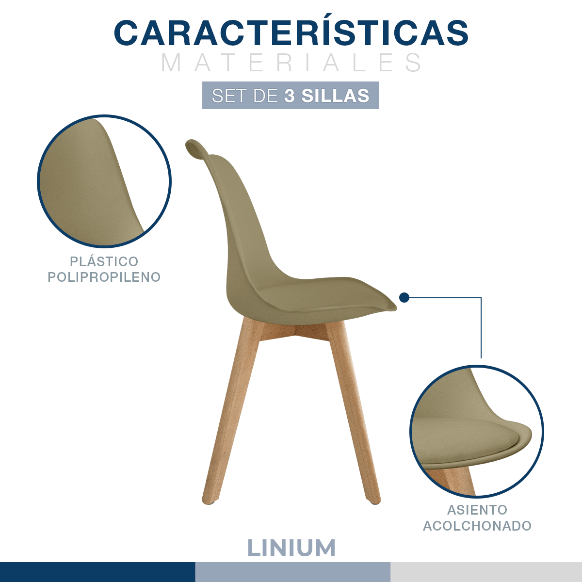 Foto 5 pulgar | Set 3 Silla Tulip Minimalista Moderna Comedor Acolchonada Color Moka