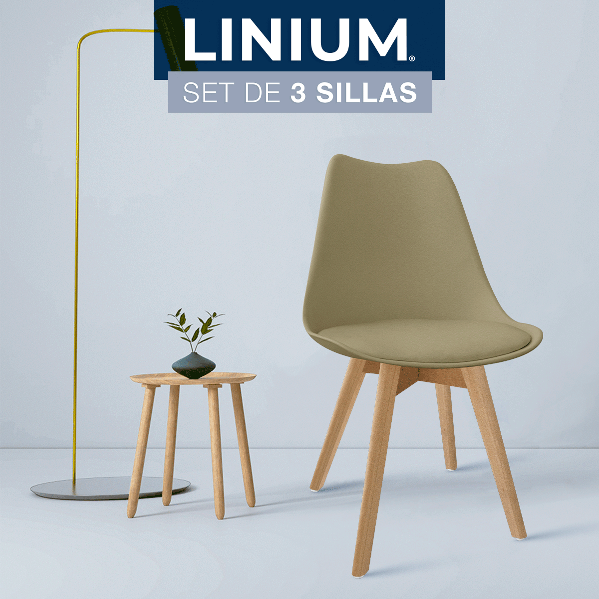 Foto 7 pulgar | Set 3 Silla Tulip Minimalista Moderna Comedor Acolchonada Color Moka