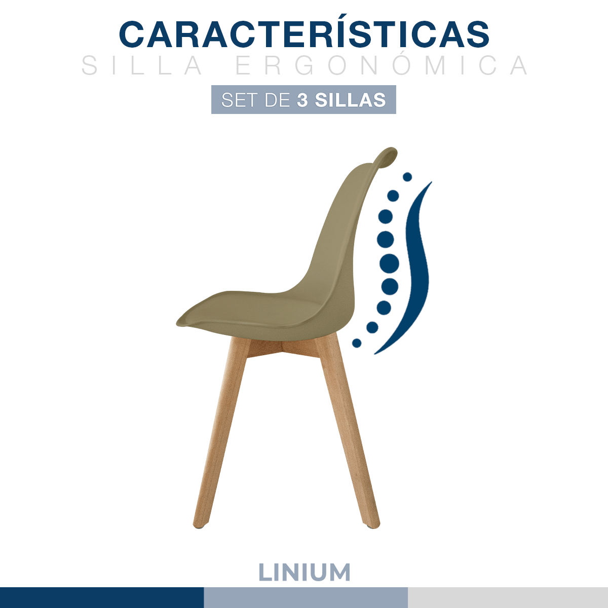 Foto 8 pulgar | Set 3 Silla Tulip Minimalista Moderna Comedor Acolchonada Color Moka
