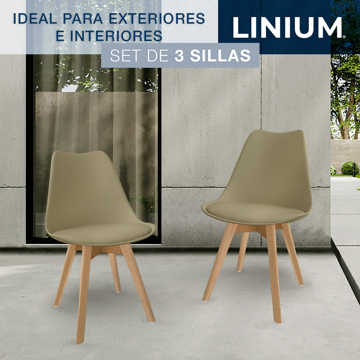 Foto 9 pulgar | Set 3 Silla Tulip Minimalista Moderna Comedor Acolchonada Color Moka