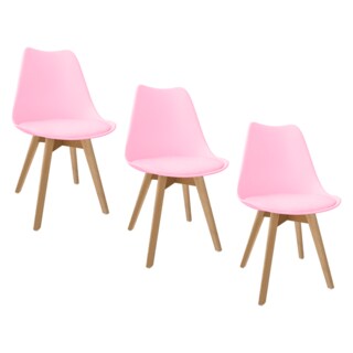 Foto 1 | Set 3 Silla Tulip Minimalista Moderna Comedor Acolchonada Color Rosa