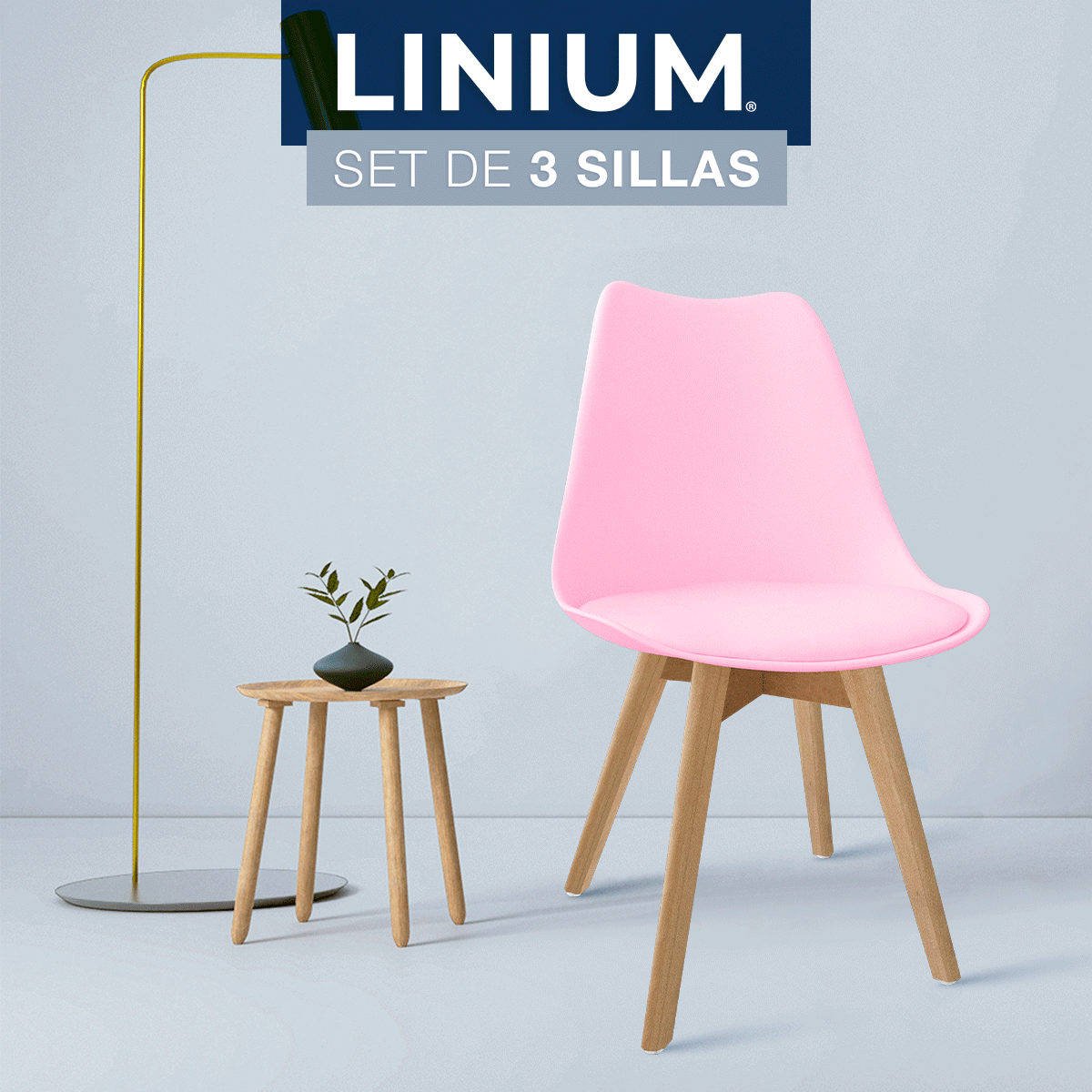 Foto 7 pulgar | Set 3 Silla Tulip Minimalista Moderna Comedor Acolchonada Color Rosa