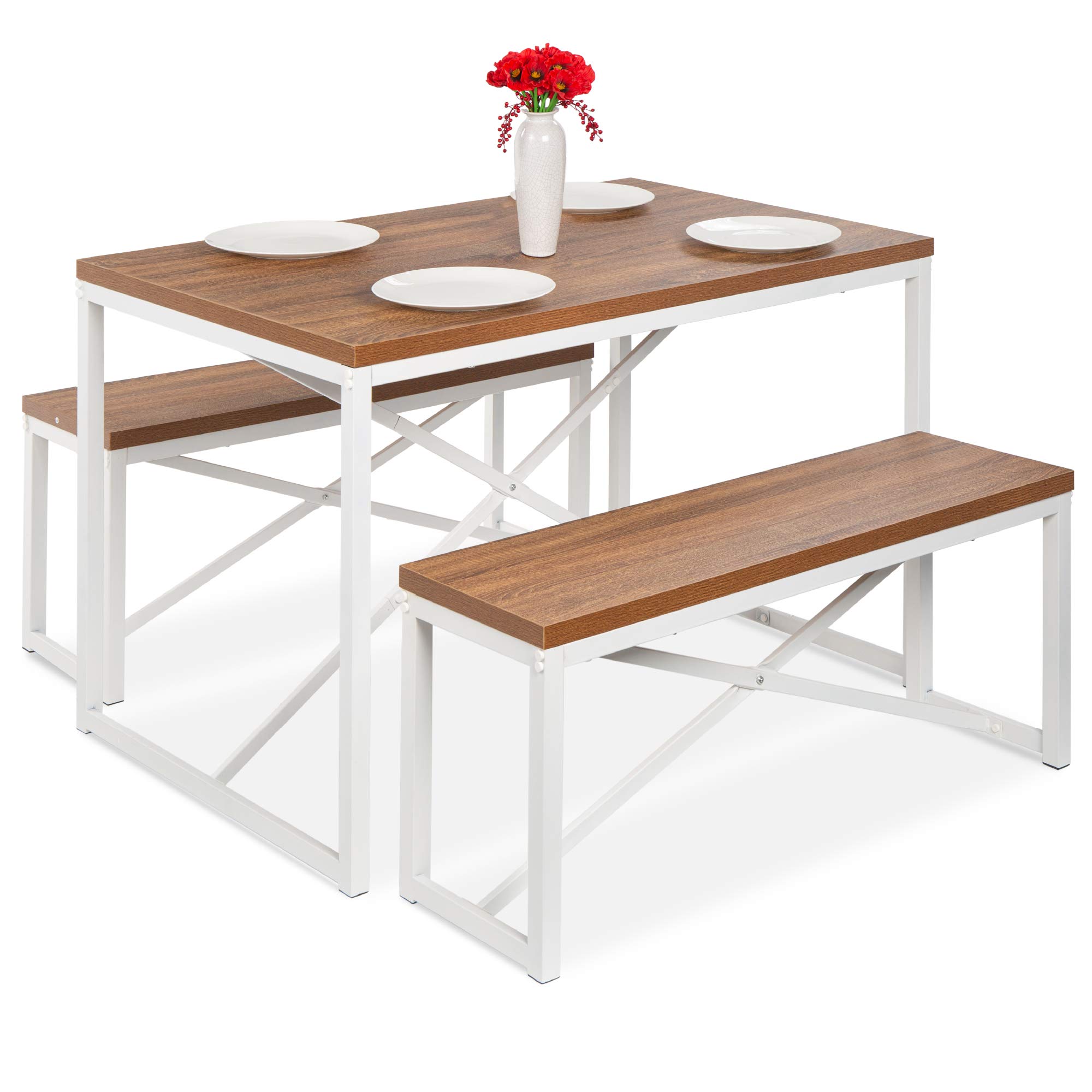 Foto 2 pulgar | Juego De Muebles De Comedor Best Choice Products, 3 Piezas, Color Marrón/blanco - Venta Internacional.