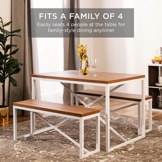 Foto 2 | Juego De Muebles De Comedor Best Choice Products, 3 Piezas, Color Marrón/blanco - Venta Internacional.
