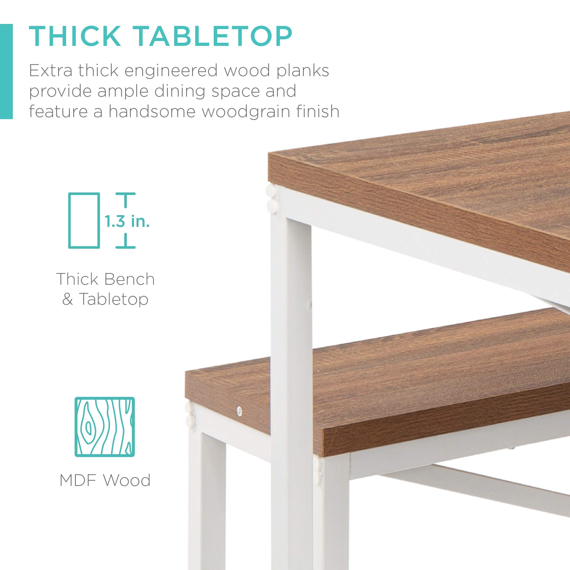 Foto 5 pulgar | Juego De Muebles De Comedor Best Choice Products, 3 Piezas, Color Marrón/blanco - Venta Internacional.