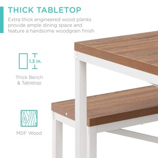 Foto 4 | Juego De Muebles De Comedor Best Choice Products, 3 Piezas, Color Marrón/blanco - Venta Internacional.