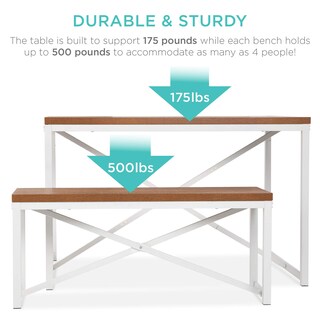 Foto 6 | Juego De Muebles De Comedor Best Choice Products, 3 Piezas, Color Marrón/blanco - Venta Internacional.