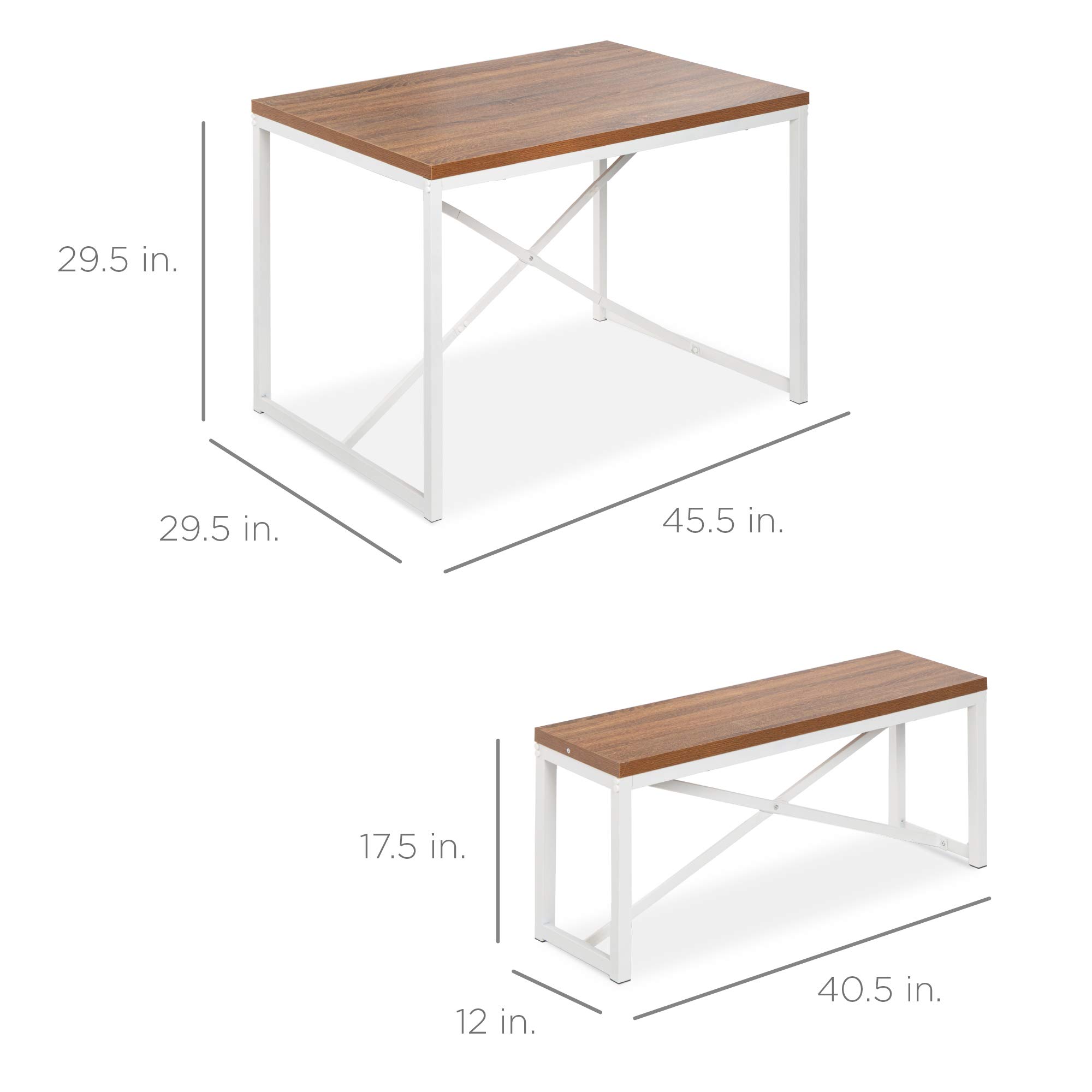 Foto 8 pulgar | Juego De Muebles De Comedor Best Choice Products, 3 Piezas, Color Marrón/blanco - Venta Internacional.