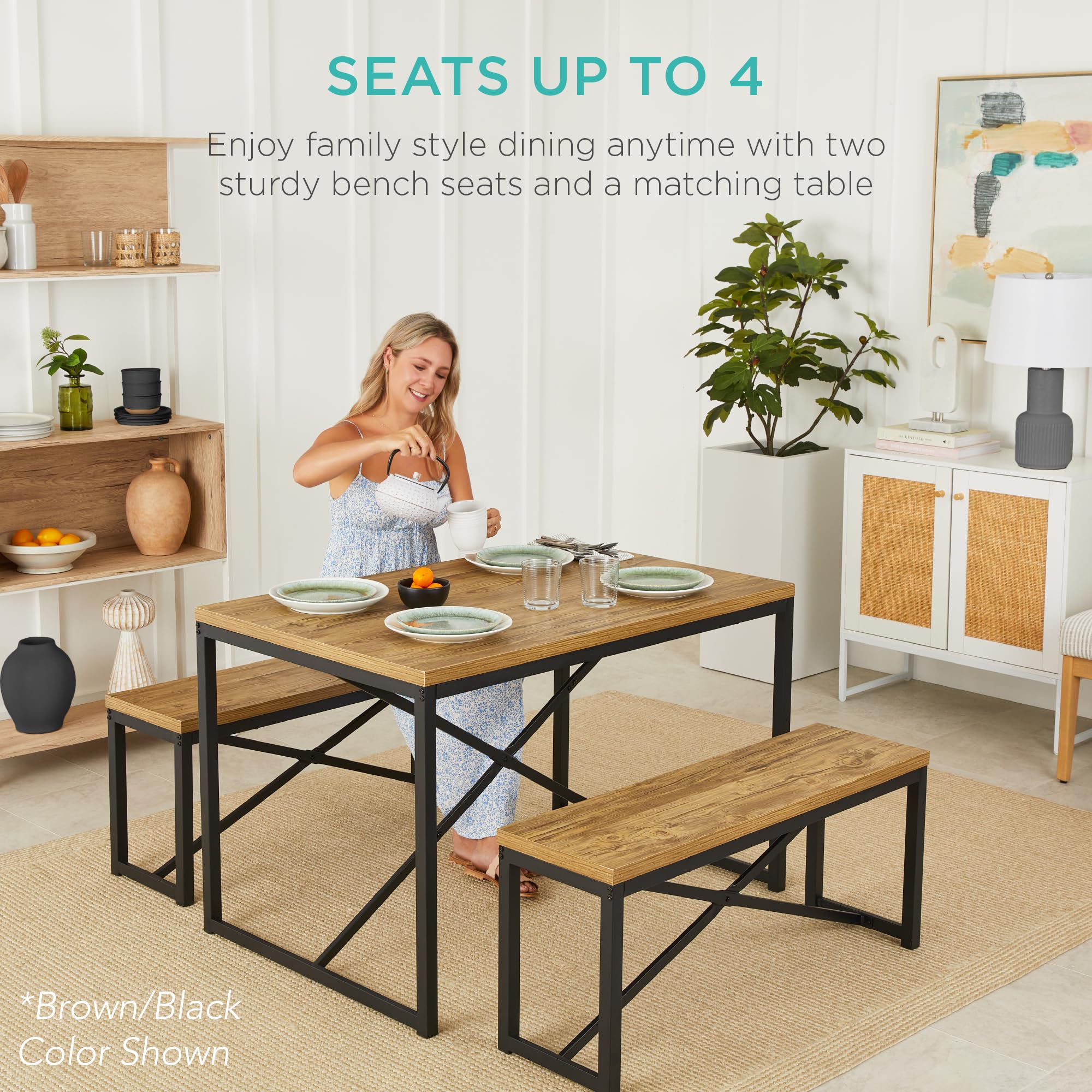 Foto 2 | Juego De Muebles De Comedor Best Choice Products, 3 Piezas, Negro - Venta Internacional.