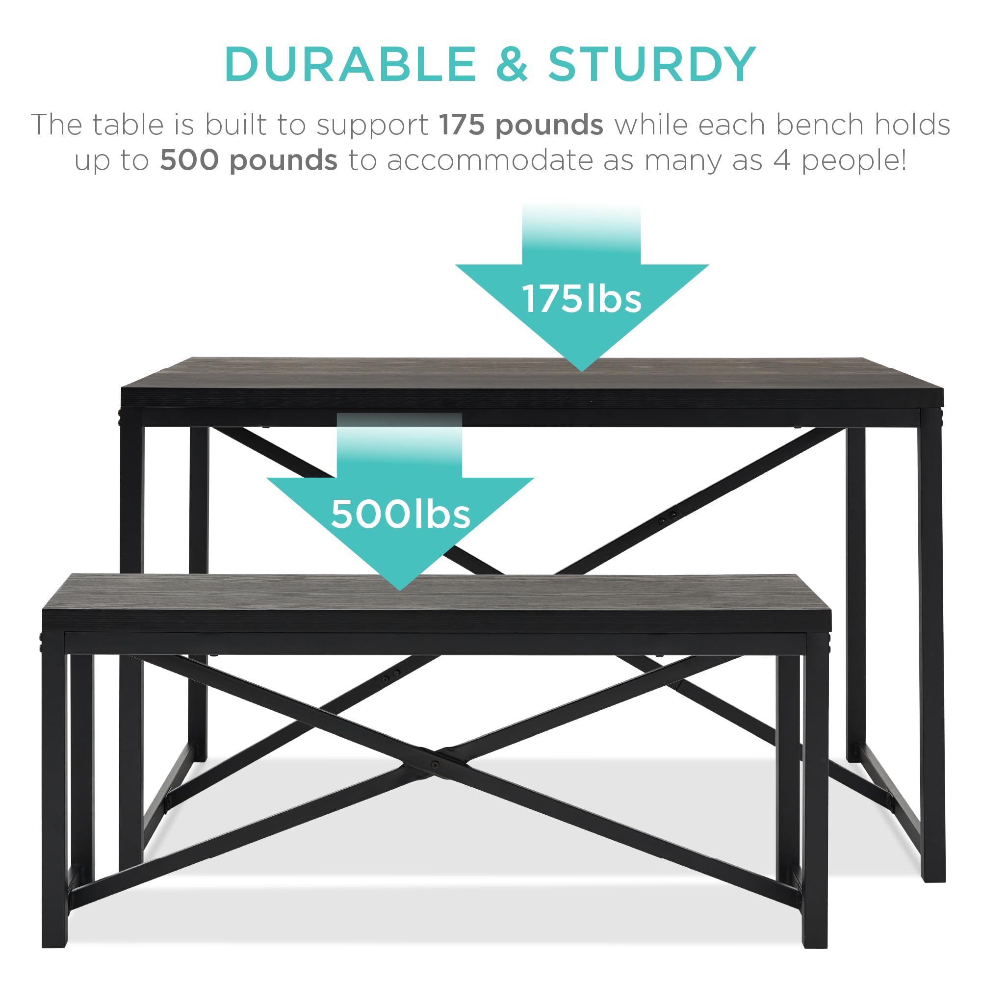 Foto 6 | Juego De Muebles De Comedor Best Choice Products, 3 Piezas, Negro - Venta Internacional.
