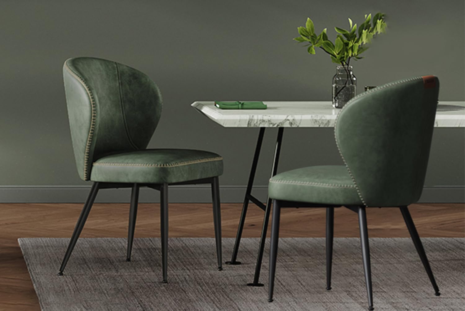 Foto 1 | Juego De 2 Sillas De Comedor De La Colección Vasagle Ekho, Color Verde Bosque - Venta Internacional.