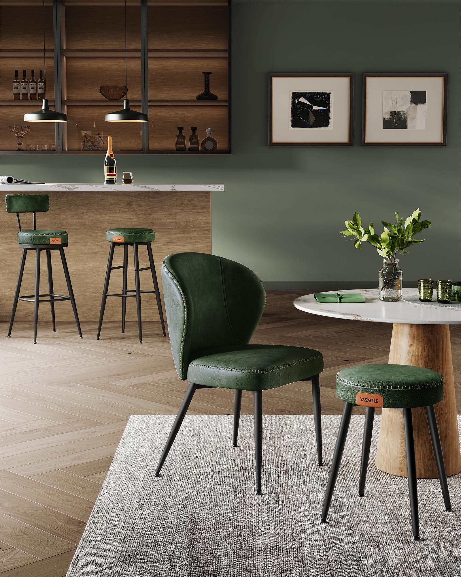 Foto 7 pulgar | Juego De 2 Sillas De Comedor De La Colección Vasagle Ekho, Color Verde Bosque - Venta Internacional.
