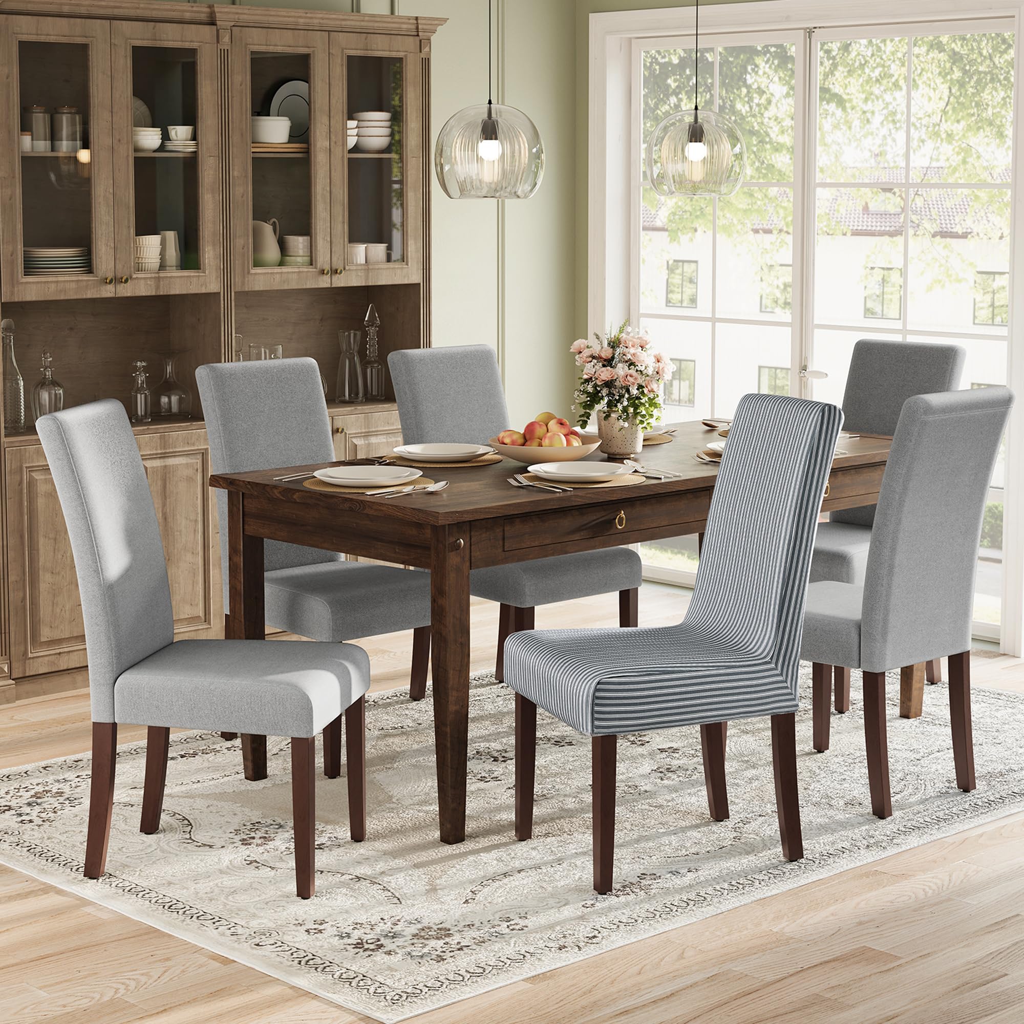 Juego De 6 Sillas De Comedor Vasagle Con Asiento Grueso Gris Tórtola - Venta Internacional.