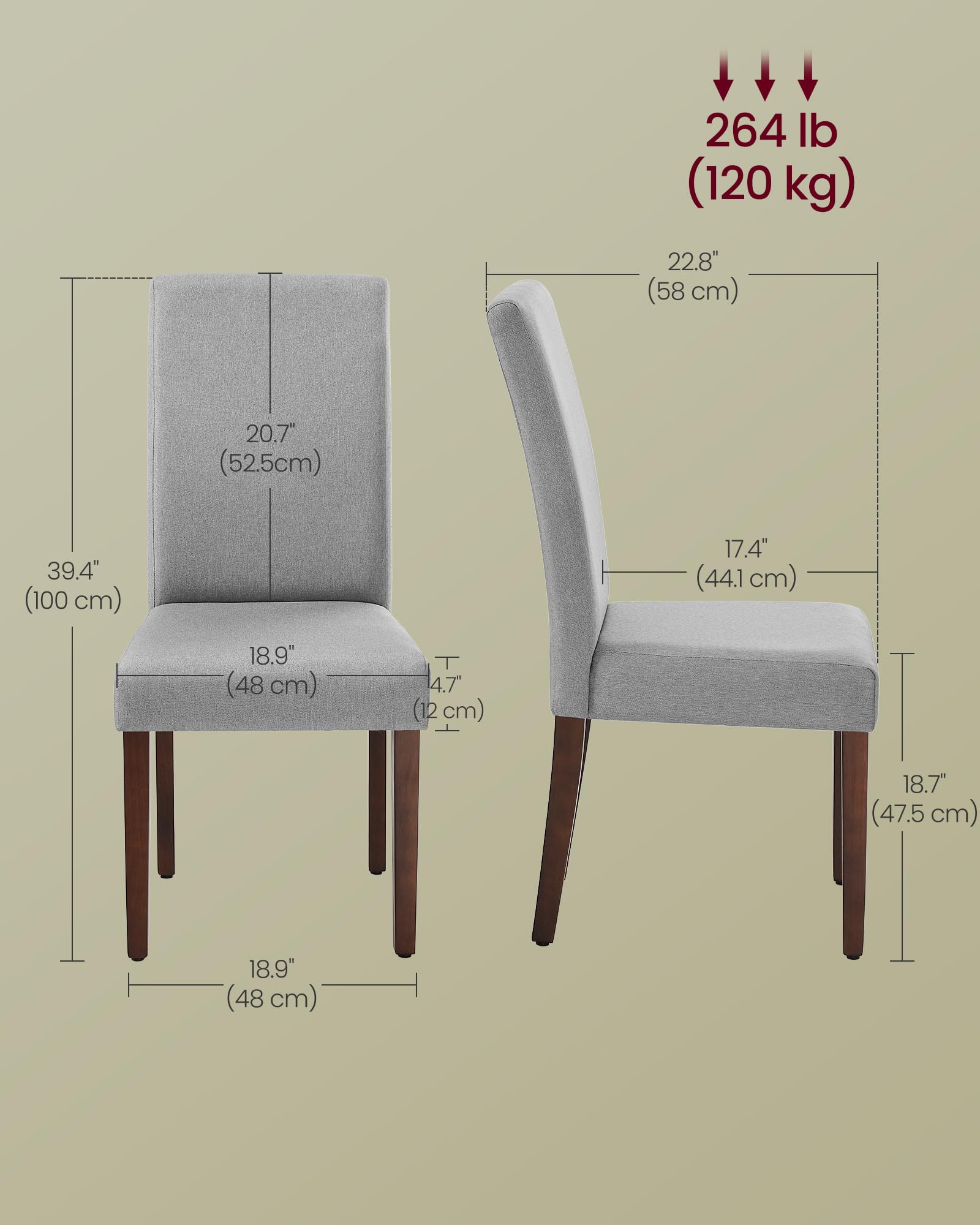 Foto 7 pulgar | Juego De 6 Sillas De Comedor Vasagle Con Asiento Grueso Gris Tórtola - Venta Internacional.