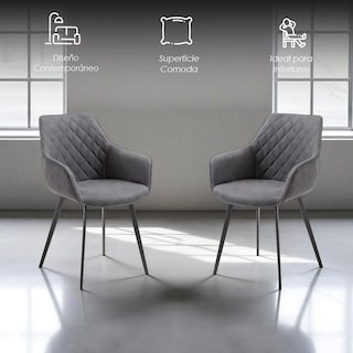 Foto 3 | Ilios Innova | Set De 2 Sillas Tokio Gris Diseño Moderno Con Respaldo Ergonómico Y Patas Metálicas Seguras.