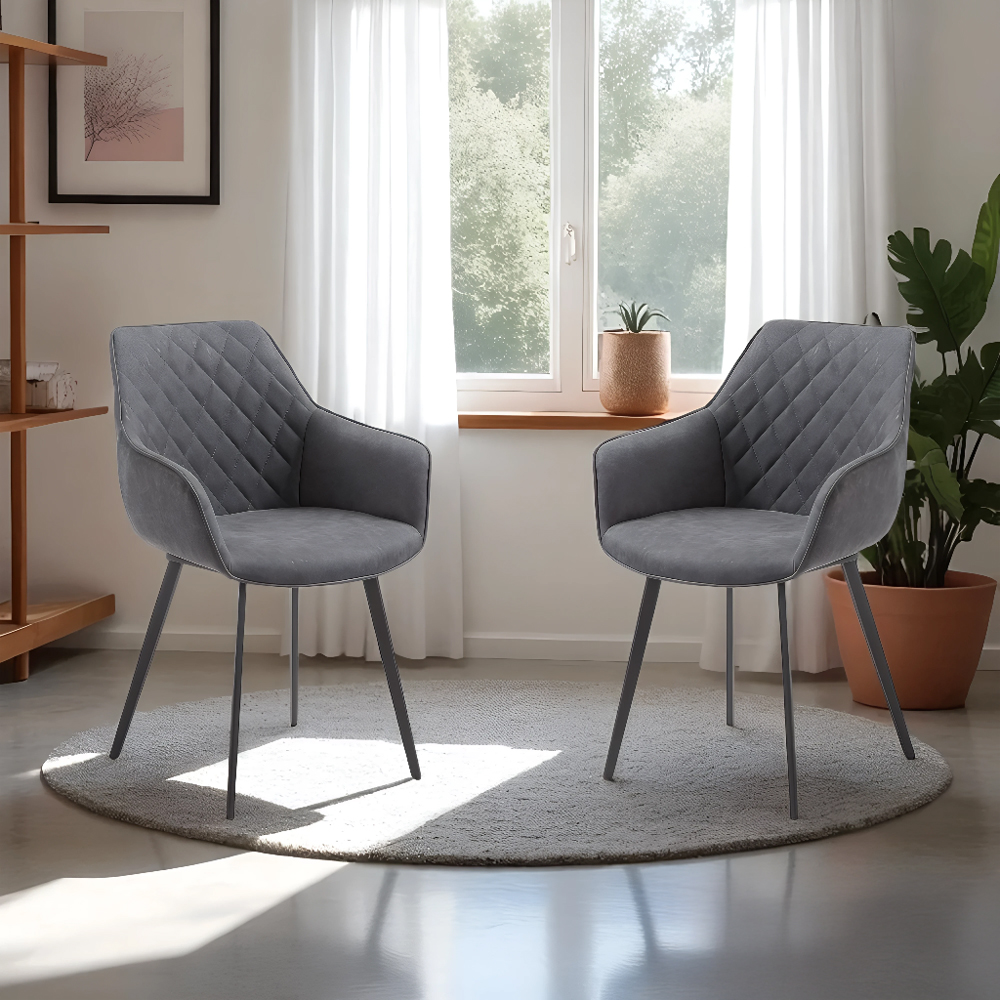 Foto 6 pulgar | Ilios Innova | Set De 2 Sillas Tokio Gris  Diseño Moderno Con Respaldo Ergonómico Y Patas Metálicas Seguras.
