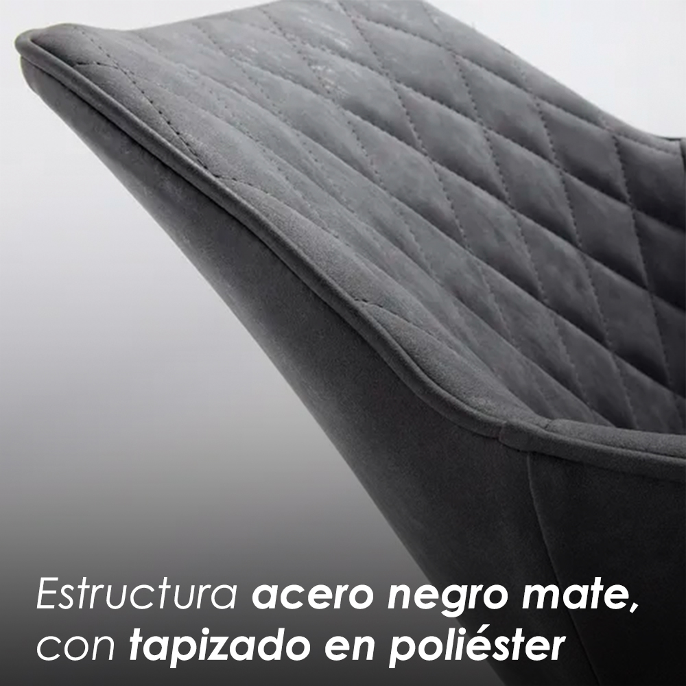 Foto 8 pulgar | Ilios Innova | Set De 2 Sillas Tokio Gris  Diseño Moderno Con Respaldo Ergonómico Y Patas Metálicas Seguras.