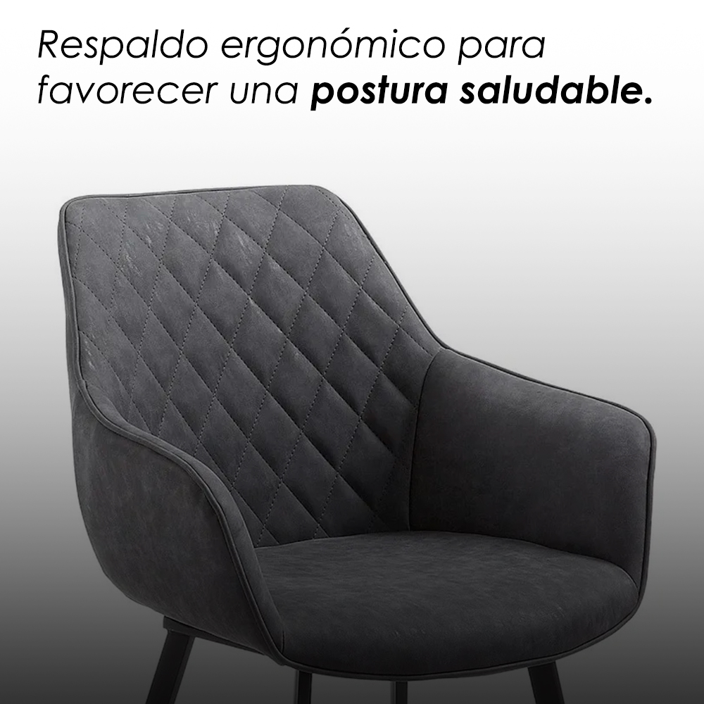 Foto 8 | Ilios Innova | Set De 2 Sillas Tokio Gris  Diseño Moderno Con Respaldo Ergonómico Y Patas Metálicas Seguras.