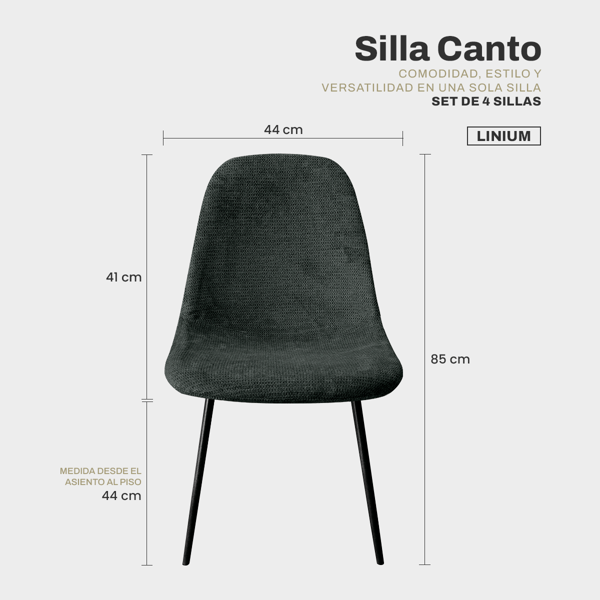 Foto 3 pulgar | Set 4 Silla Comedor Linium Tela Acolchonada Elegante Premium Color Gris