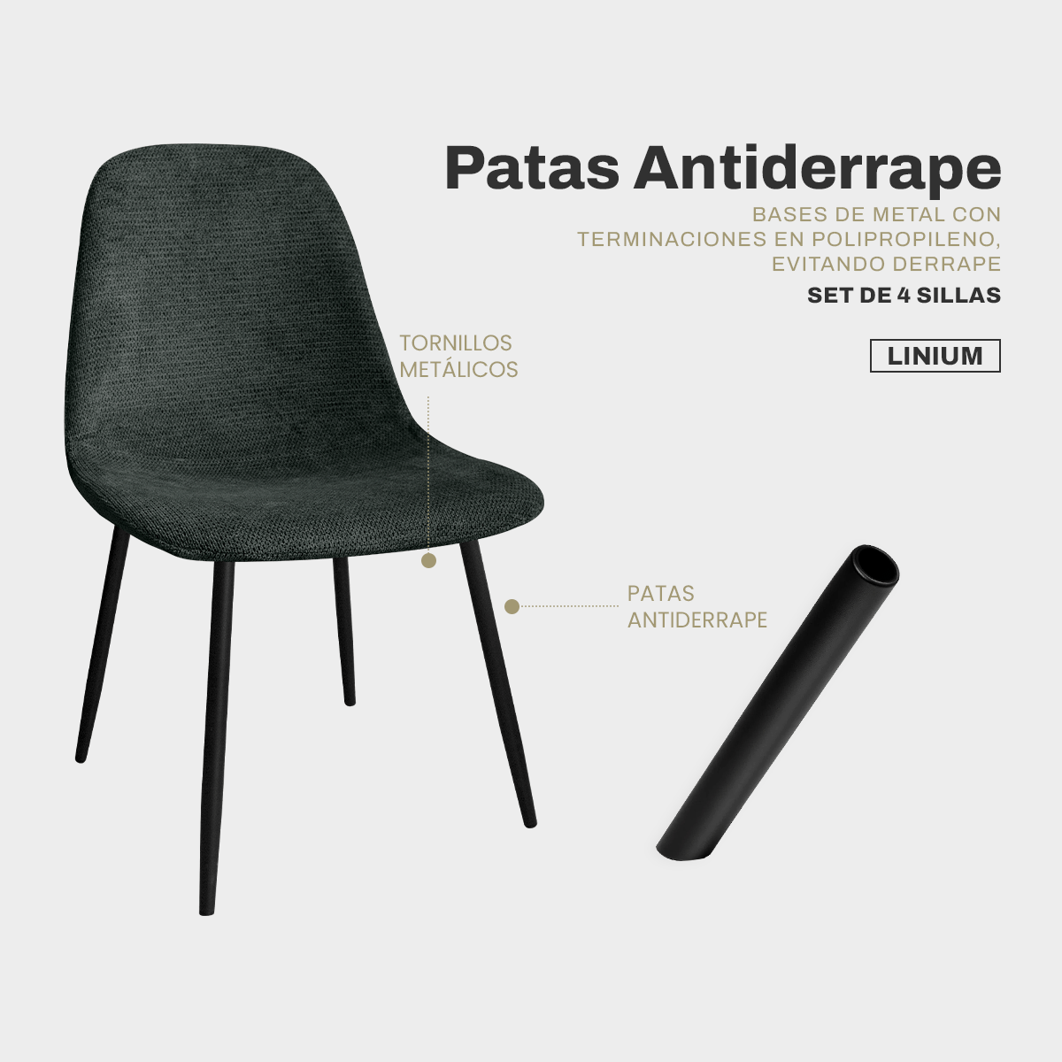 Foto 6 pulgar | Set 4 Silla Comedor Linium Tela Acolchonada Elegante Premium Color Gris
