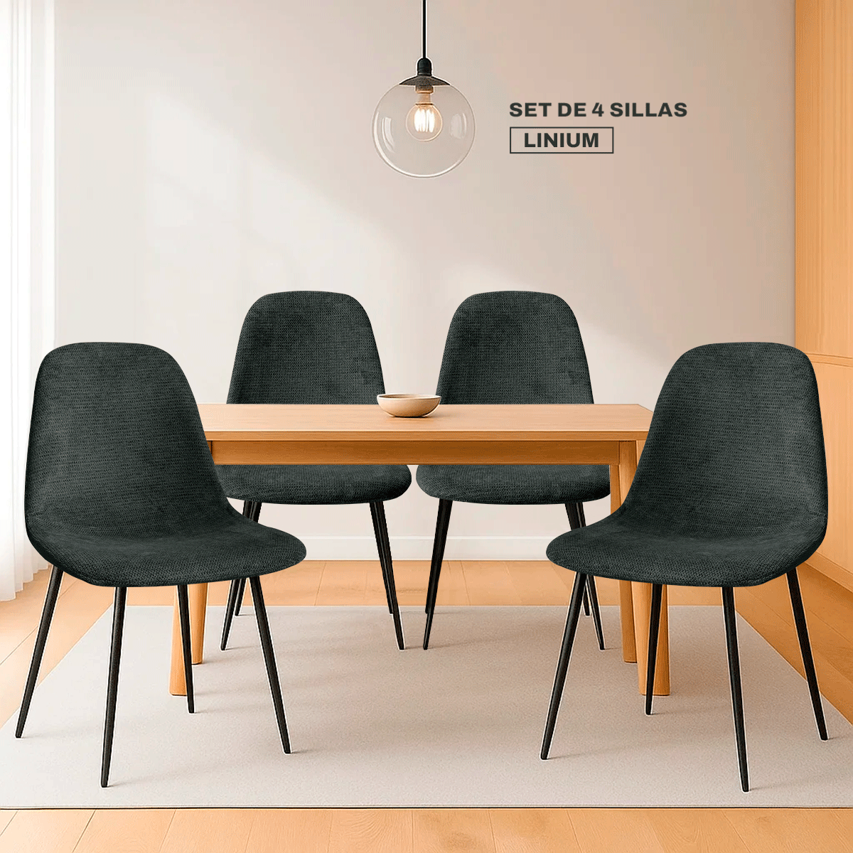 Foto 7 pulgar | Set 4 Silla Comedor Linium Tela Acolchonada Elegante Premium Color Gris