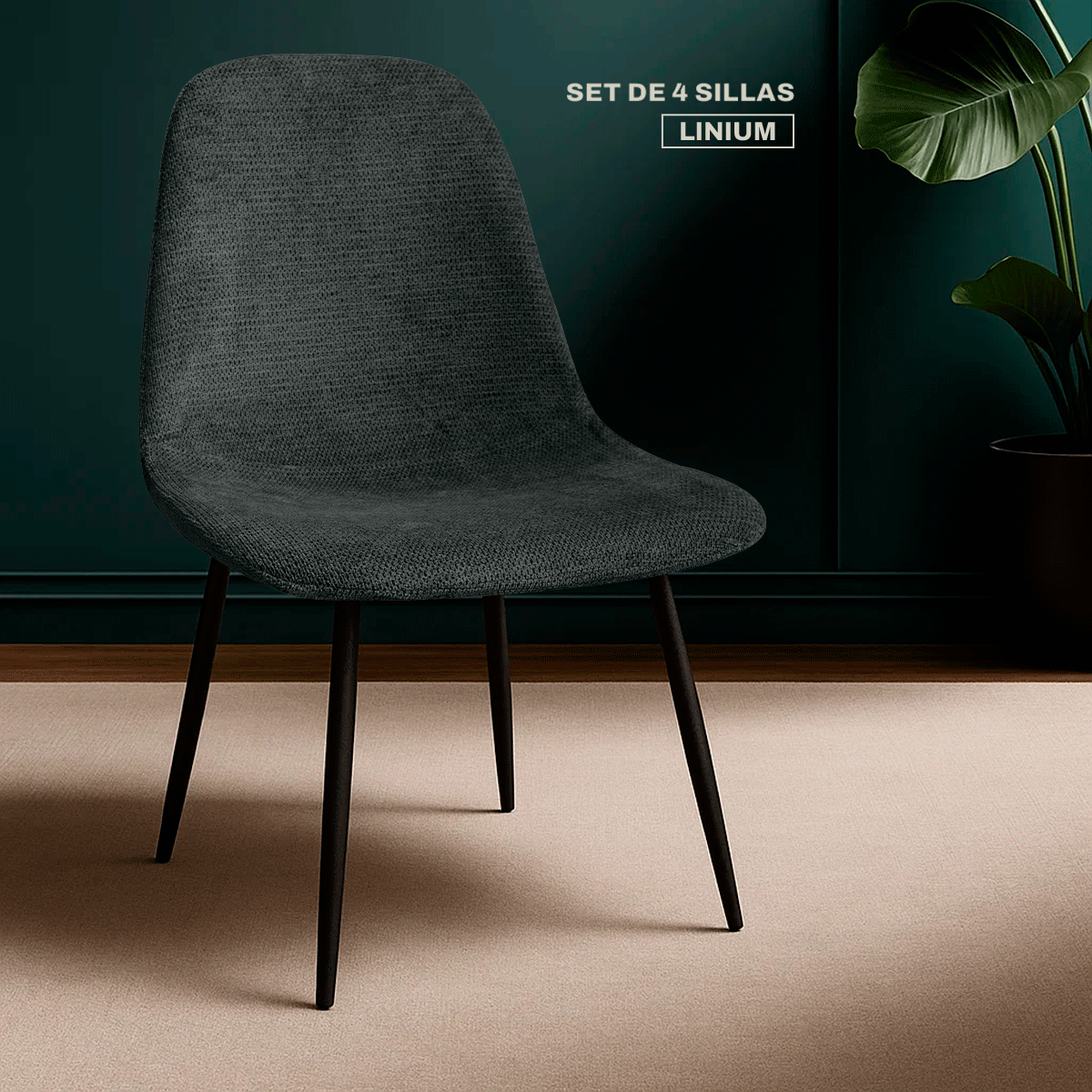 Foto 9 pulgar | Set 4 Silla Comedor Linium Tela Acolchonada Elegante Premium Color Gris