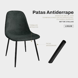 Foto 6 | Set De 2 Silla Comedor Linium Tela Acolchonada Elegante Premium Color Gris