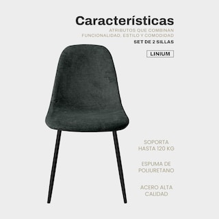Foto 7 | Set De 2 Silla Comedor Linium Tela Acolchonada Elegante Premium Color Gris