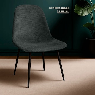 Foto 8 | Set De 2 Silla Comedor Linium Tela Acolchonada Elegante Premium Color Gris