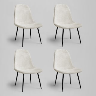 Foto 1 | Set 4 Silla Comedor Linium Tela Acolchonada Elegante Premium Color Perla