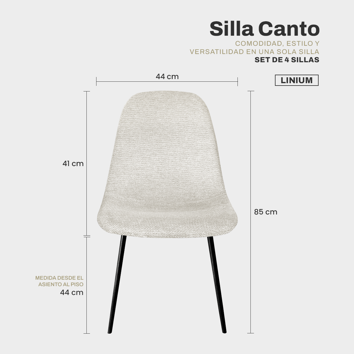 Foto 3 pulgar | Set 4 Silla Comedor Linium Tela Acolchonada Elegante Premium Color Perla