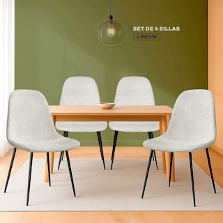 Foto 6 | Set 4 Silla Comedor Linium Tela Acolchonada Elegante Premium Color Perla