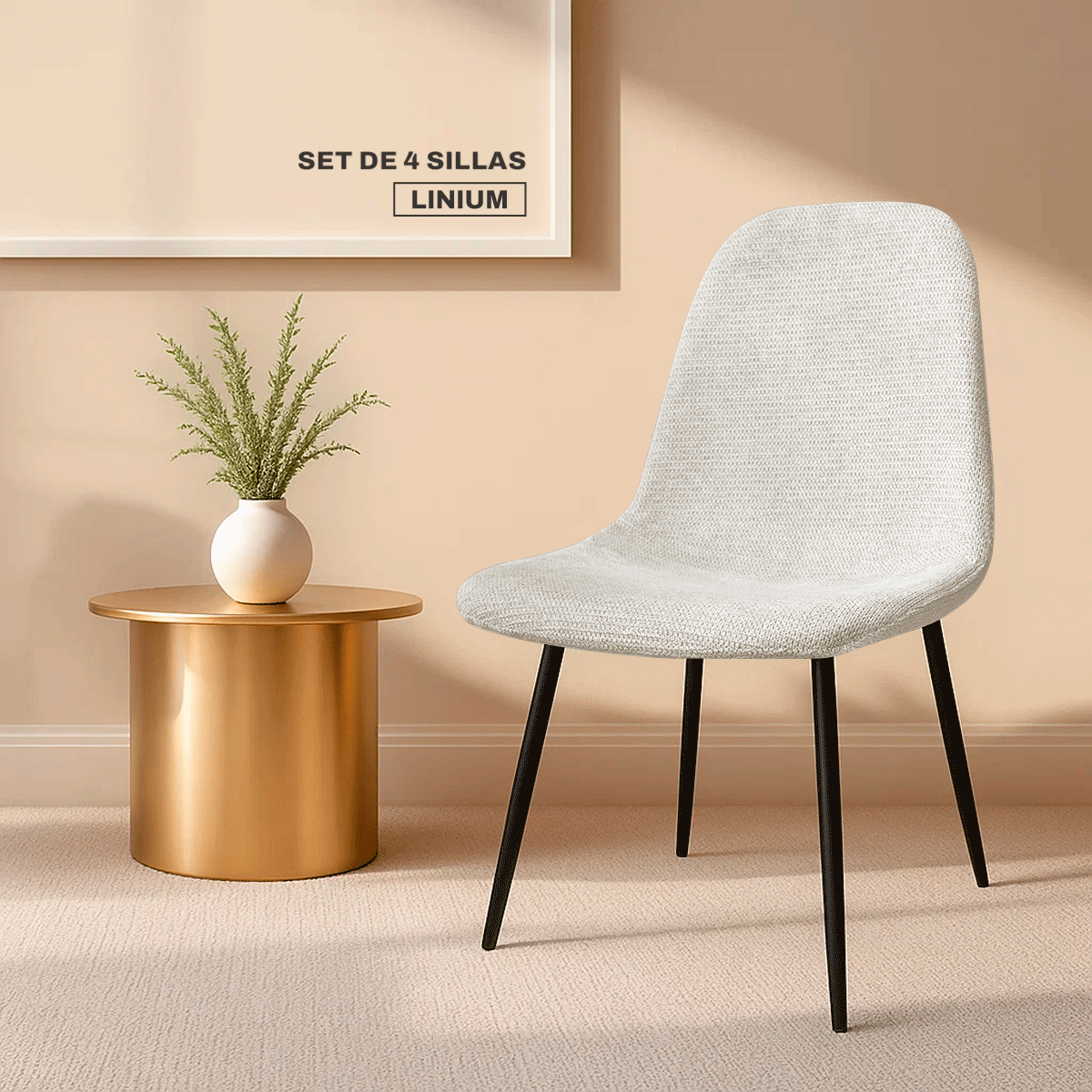 Foto 8 pulgar | Set 4 Silla Comedor Linium Tela Acolchonada Elegante Premium Color Perla