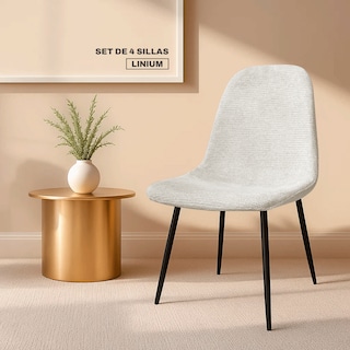 Foto 7 | Set 4 Silla Comedor Linium Tela Acolchonada Elegante Premium Color Perla