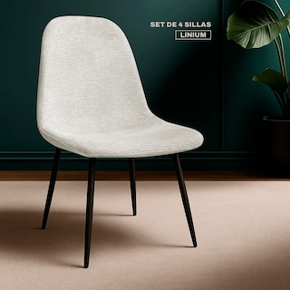 Foto 8 | Set 4 Silla Comedor Linium Tela Acolchonada Elegante Premium Color Perla