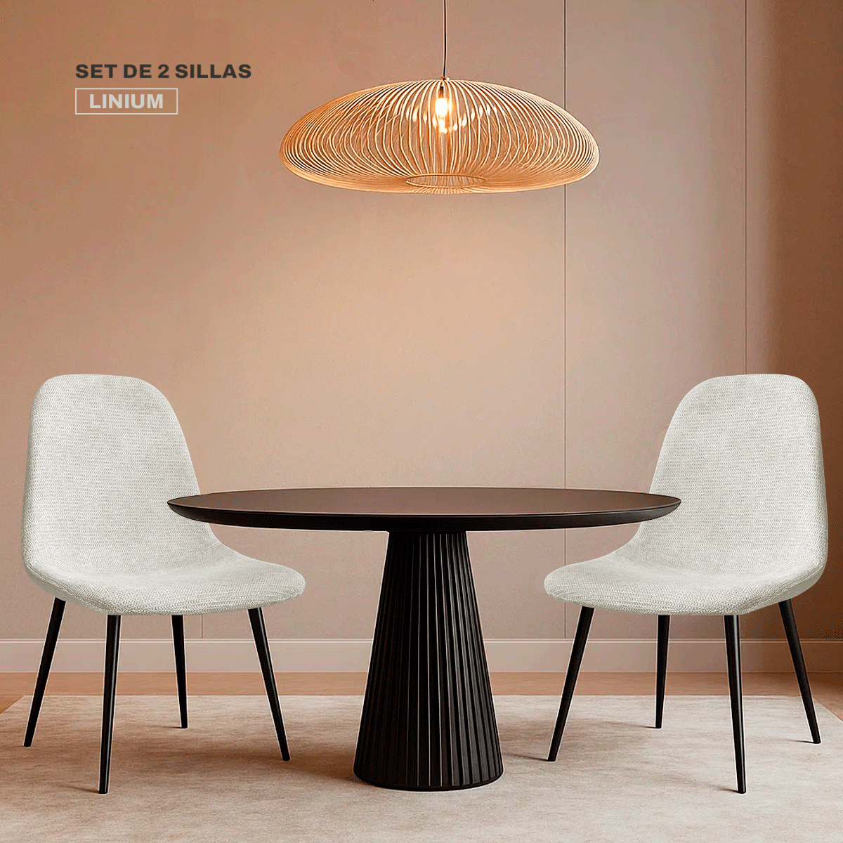 Foto 4 pulgar | Set De 2 Silla Comedor Linium Tela Acolchonada Elegante Premium Color Perla