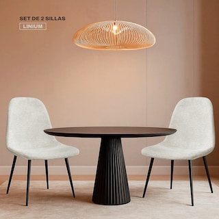 Foto 3 | Set De 2 Silla Comedor Linium Tela Acolchonada Elegante Premium Color Perla