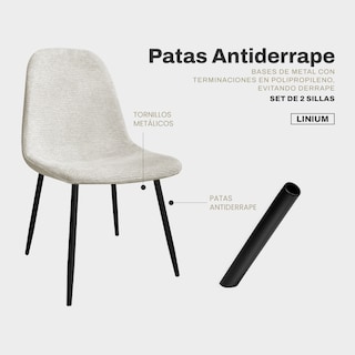 Foto 6 | Set De 2 Silla Comedor Linium Tela Acolchonada Elegante Premium Color Perla