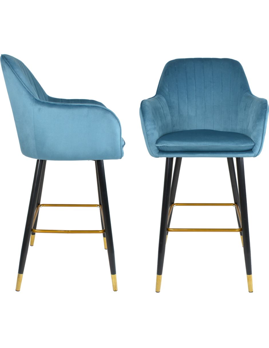 Silla Alta Rack & Pack Terciopelo color Azul 2 Piezas