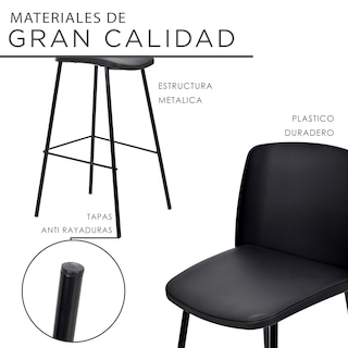 Foto 5 | Sillas Altas EKE Life Home Negras para Barra 2 Piezas