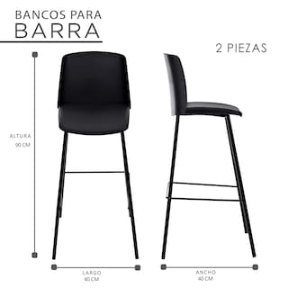 Foto 8 | Sillas Altas EKE Life Home Negras para Barra 2 Piezas