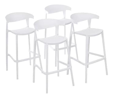 Foto 1 | Set 4 Bancos con Respaldo Plástico Blancos