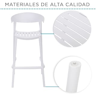 Foto 4 | Set 4 Bancos con Respaldo Plástico Blancos