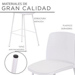 Foto 5 | Sillas Altas EKE Life Home para Desayunador Blancas 2 Piezas
