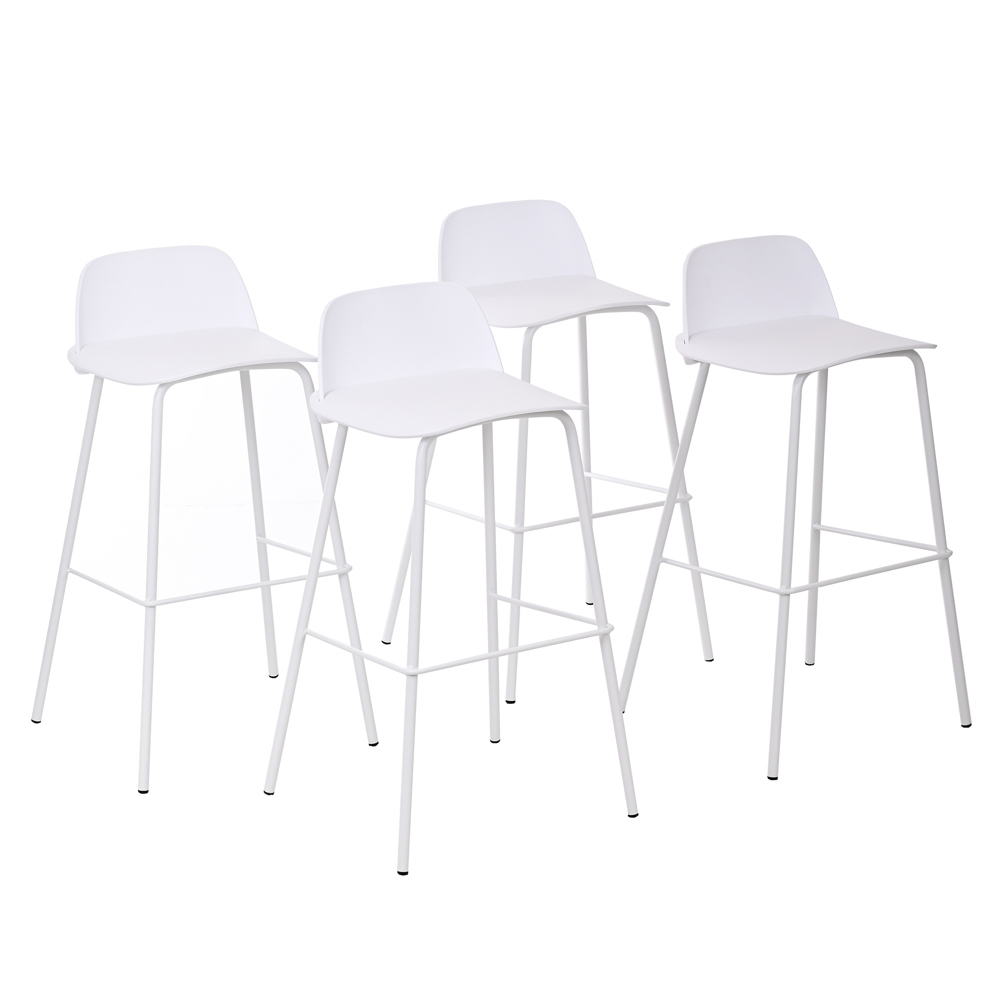 Set 4 Bancos con Respaldo Plástico